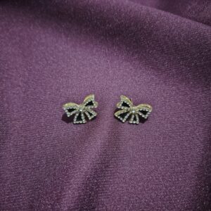 Elegant Black Bow Stud