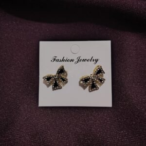 Elegant Black Bow Stud