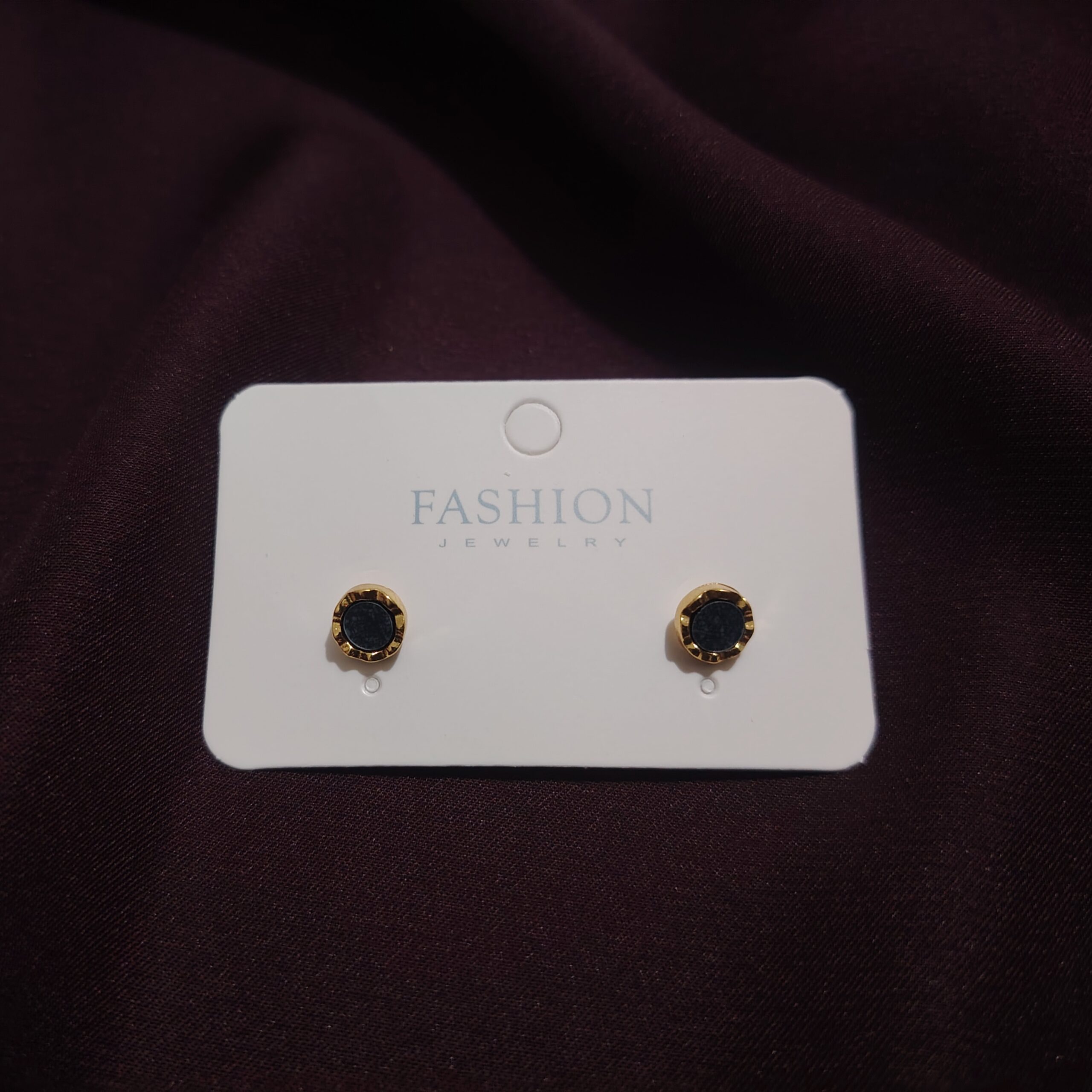 Vintage Simple Black Geometric Round Stud Earrings