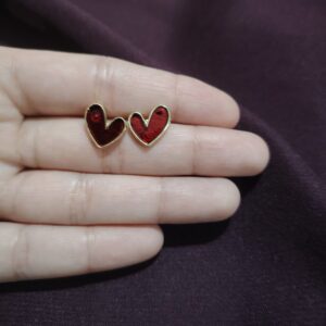 Fashionable Red Heart Stud