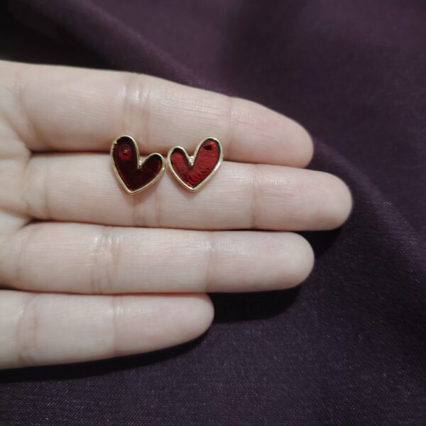 Fashionable Red Heart Stud - Image 2