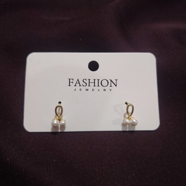 Elegant Double Faux Pearl  Stud Earrings - Image 2
