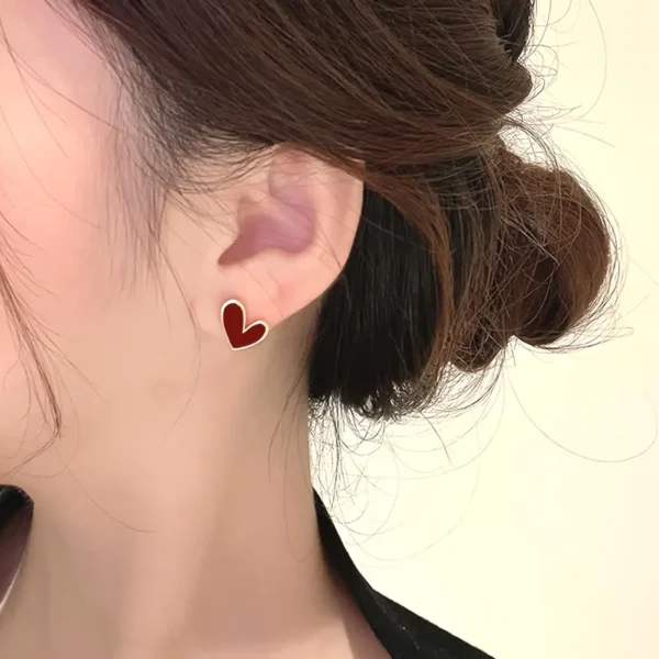 Fashionable Red Heart Stud - Image 3
