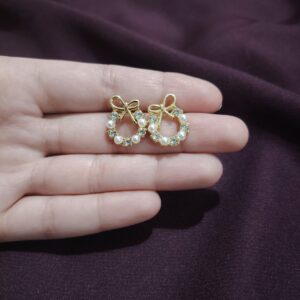 Elegant faux hoop bow earring