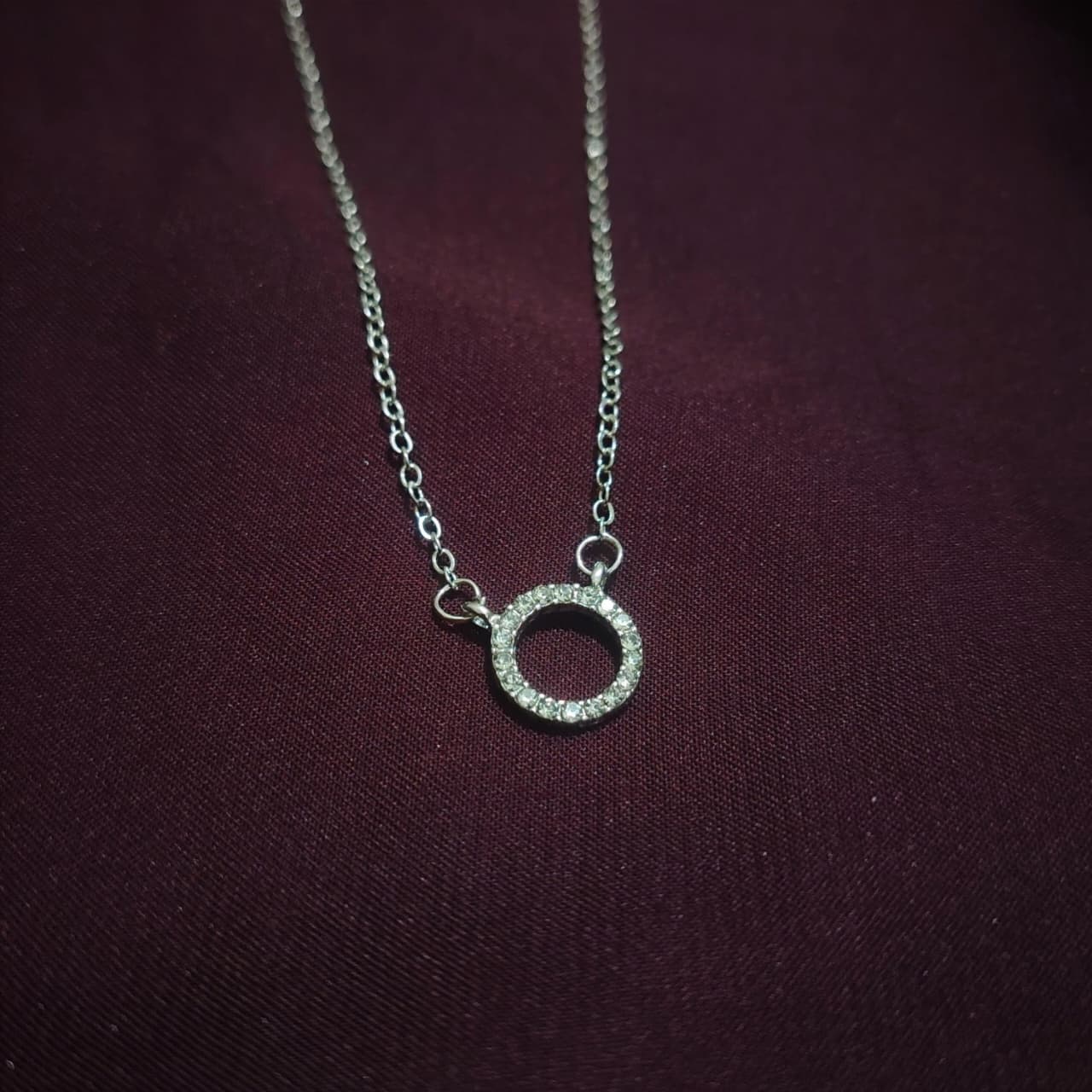 Minimalist Single loop Silver Necklace